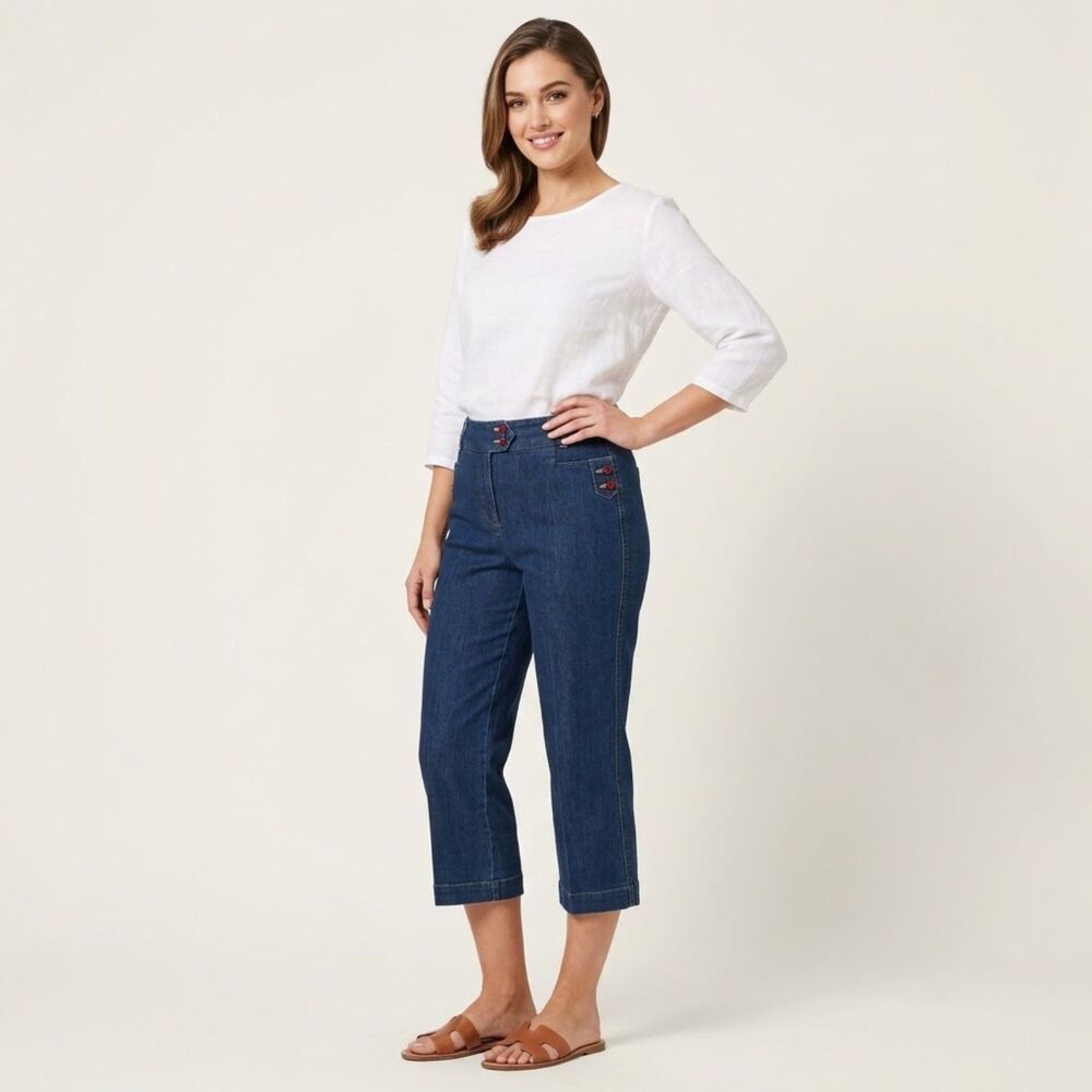 Dress Barn capri jeans 8 cropped blue m denim pants summer medium wash